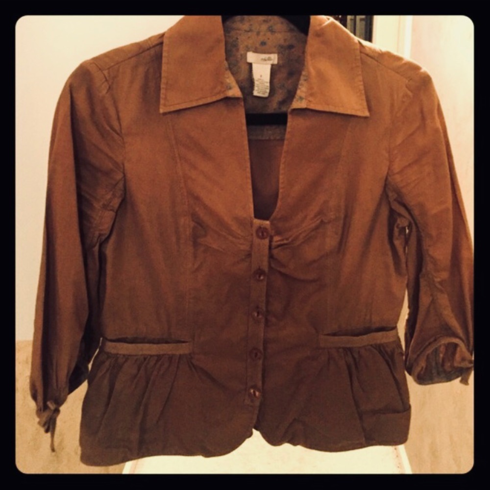 Anthropologie Odille Brown button up blouse